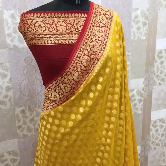 PURE BANARASI KHADDI GEORGUTTE SAREE