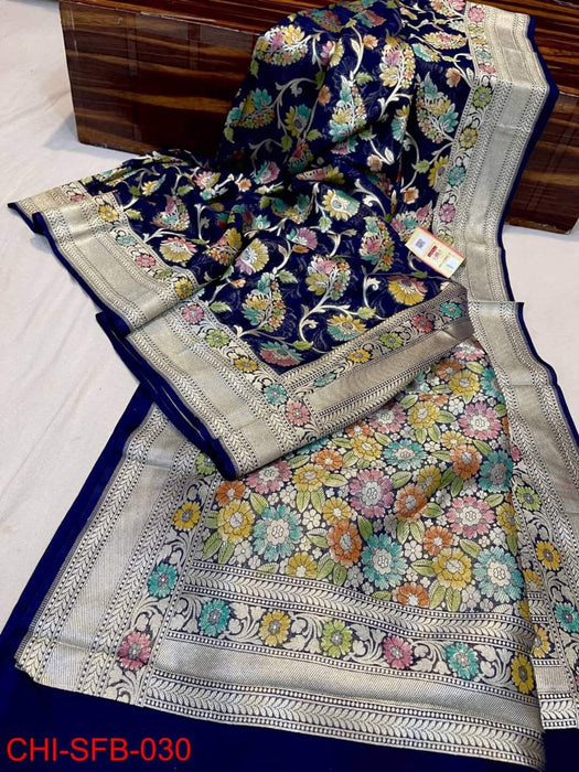 PURE BANARASI HANDLOOM KHADDI GEORGUTTE SAREE