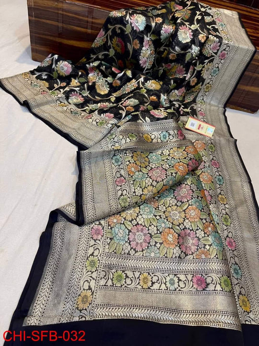 PURE BANARASI HANDLOOM KHADDI GEORGUTTE SAREE