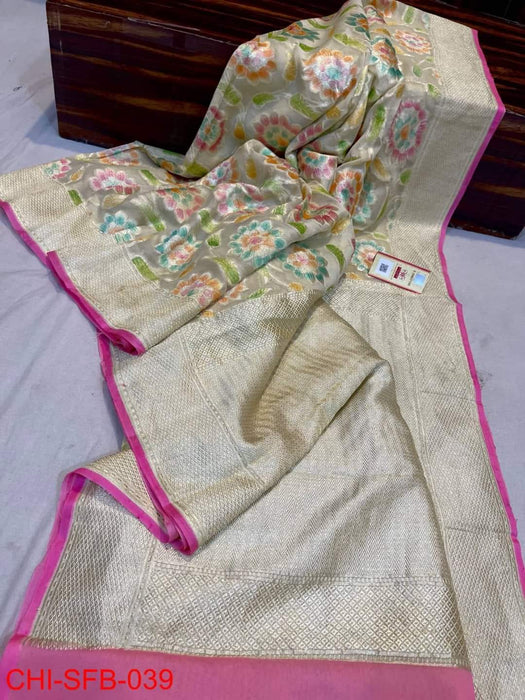 PURE BANARASI HANDLOOM KHADDI GEORGUTTE SAREE