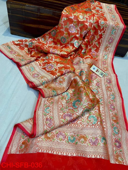 PURE BANARASI HANDLOOM KHADDI GEORGUTTE SAREE