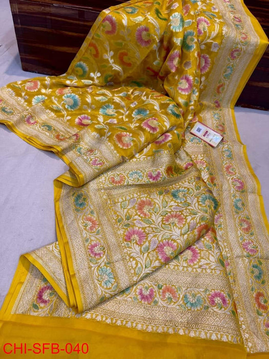 PURE BANARASI HANDLOOM KHADDI GEORGUTTE SAREE