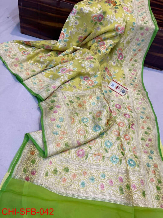 PURE BANARASI HANDLOOM KHADDI GEORGUTTE SAREE