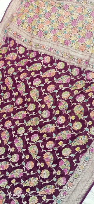 PURE BANARASI KHADDI GEORGUTTE SAREE