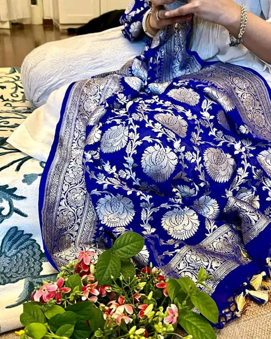 PURE BANARASI HADNLOOM KHADDI GEORGUTTE DUPATTA