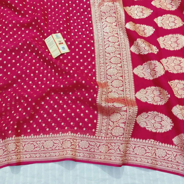 PURE BANARASI HANDLOOM KHADDI GEORGUTTE SAREE