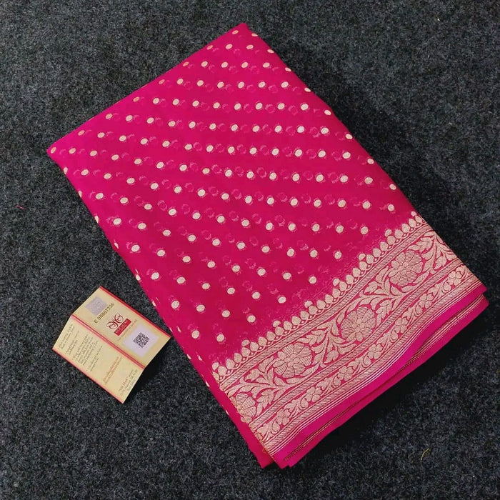 PURE BANARASI HANDLOOM KHADDI GEORGUTTE SAREE