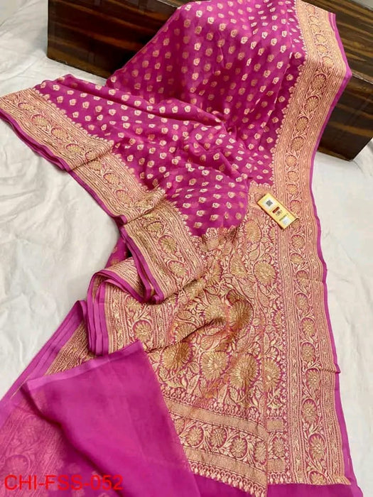 PURE BANARASI HANDLOOM KHADDI GEORGUTTE SAREE