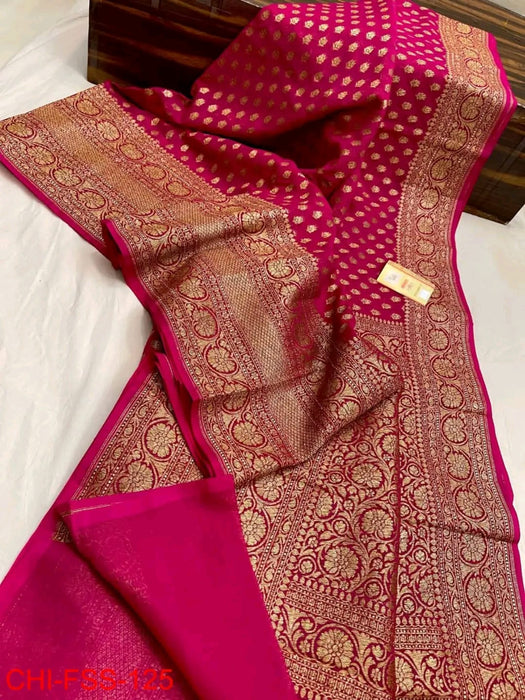 PURE BANARASI HANDLOOM KHADDI GEORGUTTE SAREE