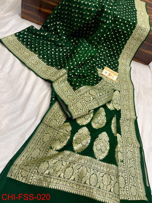 PURE BANARASI HANDLOOM KHADDI GOERGUTTE SAREE