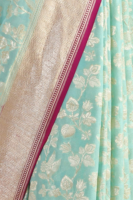 PURE BANARASI HANDLOOM KHADDI GEORGUTTE SAREE