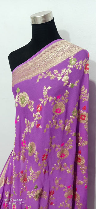 PURE BANARASI HANDLOOM KHADDI GEORGUTTE SAREE