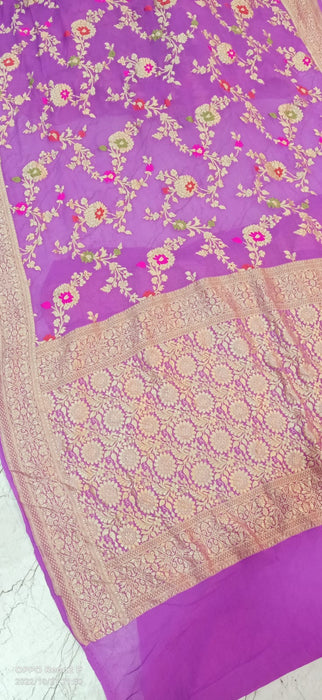 PURE BANARASI HANDLOOM KHADDI GEORGUTTE SAREE