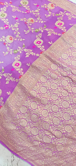 PURE BANARASI HANDLOOM KHADDI GEORGUTTE SAREE