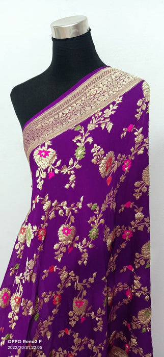 PURE BANARASI HANDLOOM KHADDI GEORGUTTE SAREE