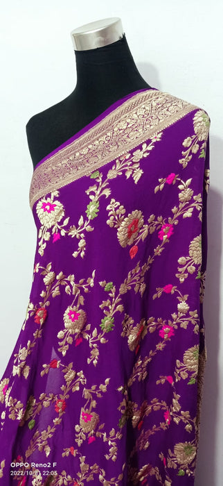 PURE BANARASI HANDLOOM KHADDI GEORGUTTE SAREE