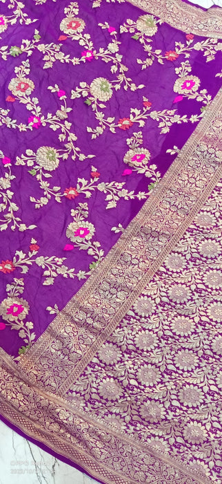 PURE BANARASI HANDLOOM KHADDI GEORGUTTE SAREE