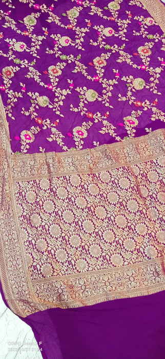 PURE BANARASI HANDLOOM KHADDI GEORGUTTE SAREE