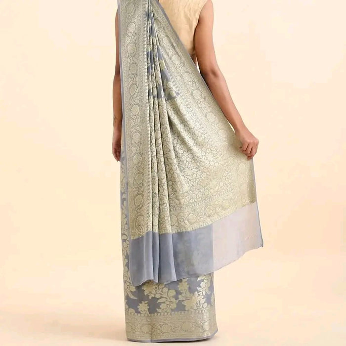 PURE BANARASI KHADDI CHIFFON SAREE