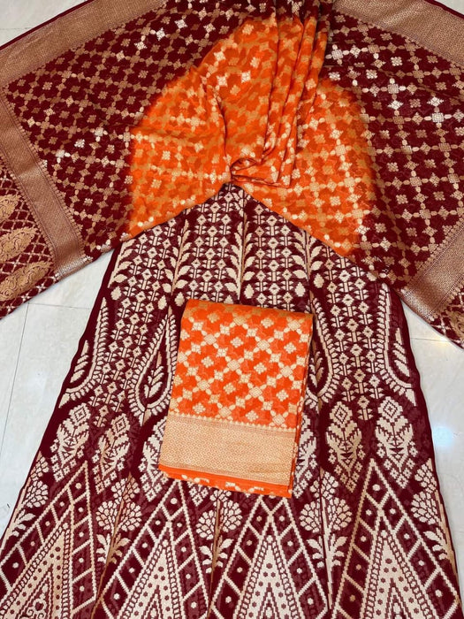 PURE BANARASI KHADDI GEORGUTTE LHENGA