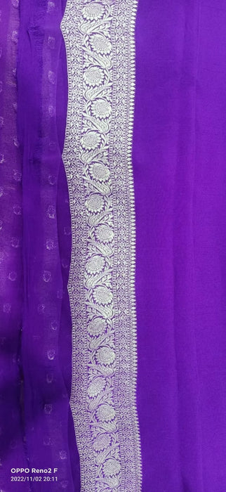 PURE BANARASI HANDLOOM KHADDI GEORGUTTE SAREE