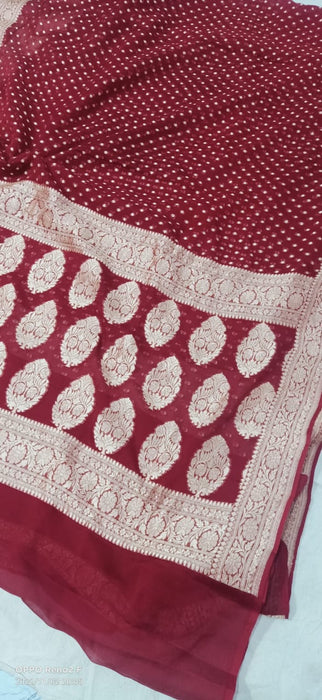 PURE BANARASI HANDLOOM KHADDI GEORGUTTE SAREE