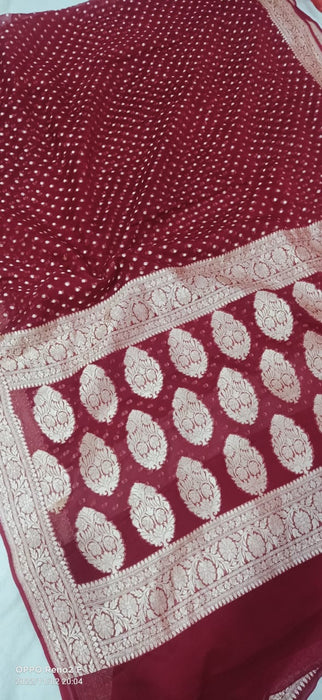 PURE BANARASI HANDLOOM KHADDI GEORGUTTE SAREE