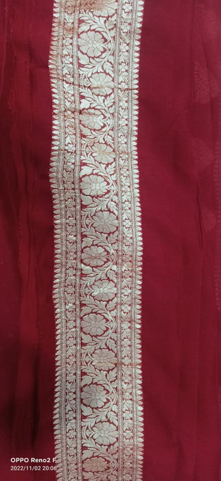 PURE BANARASI HANDLOOM KHADDI GEORGUTTE SAREE