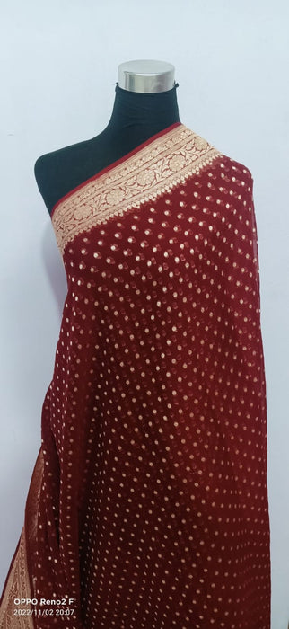 PURE BANARASI HANDLOOM KHADDI GEORGUTTE SAREE