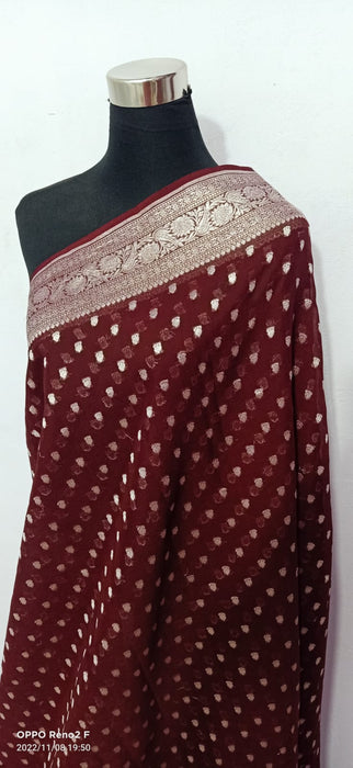 PURE BANARASI HANDLOOM KHADDI GEORGUTTE SAREE