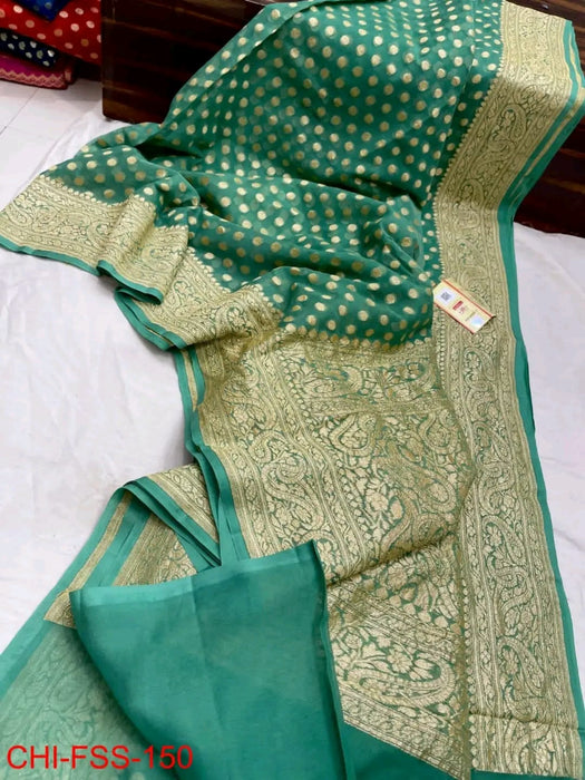 PURE BANARASI HANDLOOM KHADDI GEORGUTTE SAREE