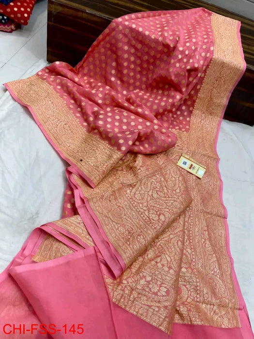 PURE BANARASI HANDLOOM KHADDI GEORGUTTE SAREE