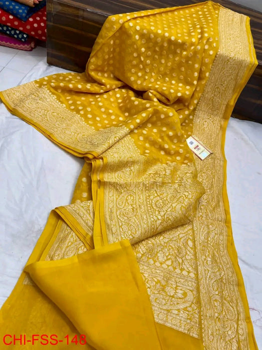 PURE BANARASI HANDLOOM KHADDI GEORGUTTE SAREE