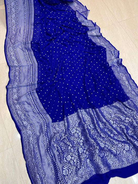 PURE BANARASI HANDLOOM KHADDI GEORGUUTE SAREE