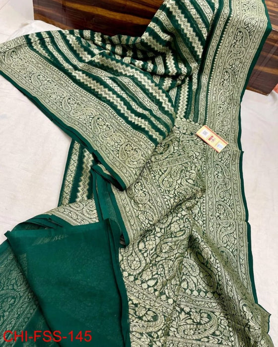 PURE BANARASI HANDLOOM KHADDI GEORGUTTE SAREE