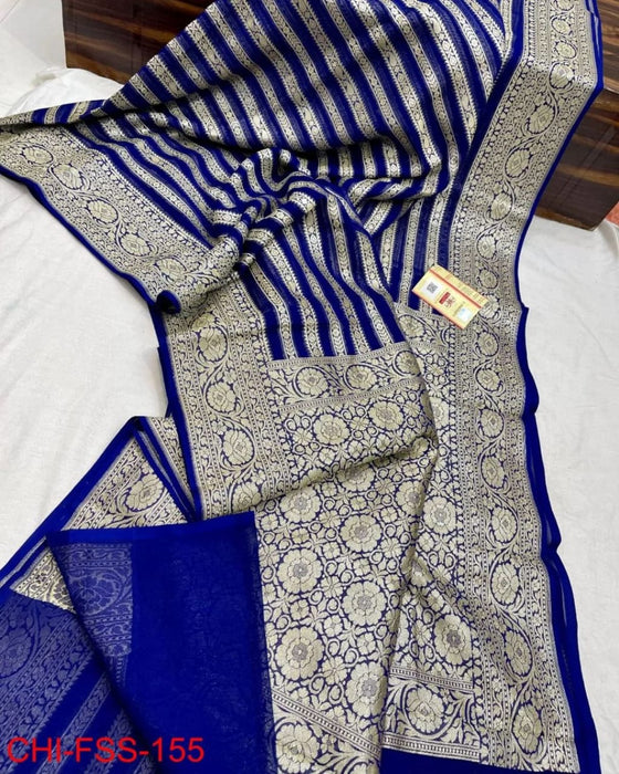 PURE BANARASI HANDLOOM KHADDI GEORGUTTE SAREE