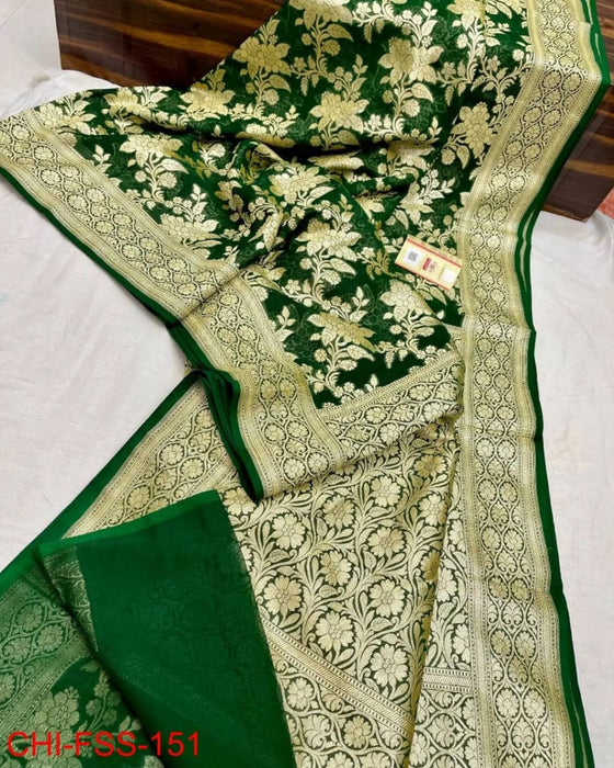 PURE BANARASI HANDLOOM KHADDI GEORGUTTE SAREE