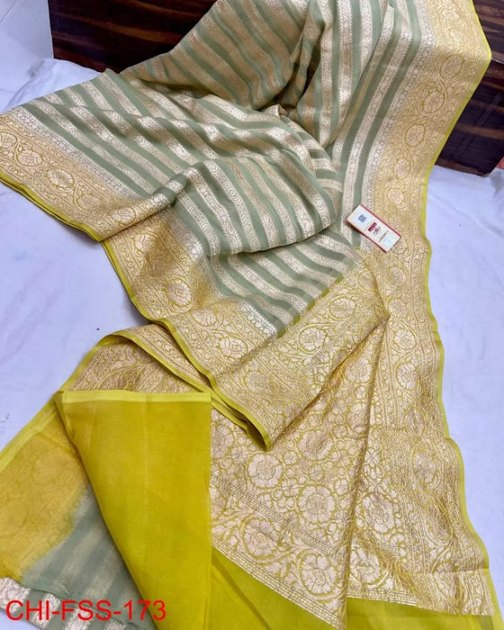 PURE BANARASI HANDLOOM KHADDI GEORGUTTE SAREE