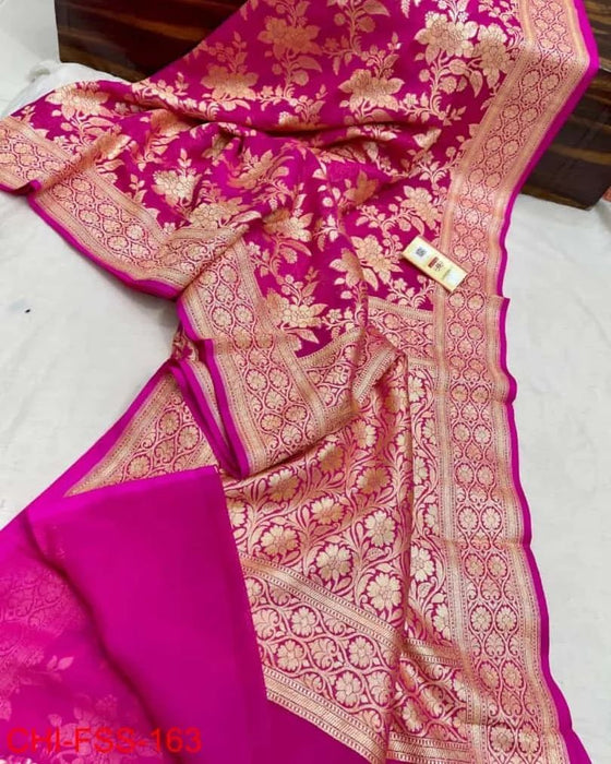 PURE BANARASI HANDLOOM KHADDI GEORGUTTE SAREE