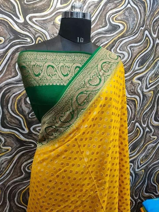 PURE BANARASI HANDLOOM KHADDI GEORGUTTE SAREE