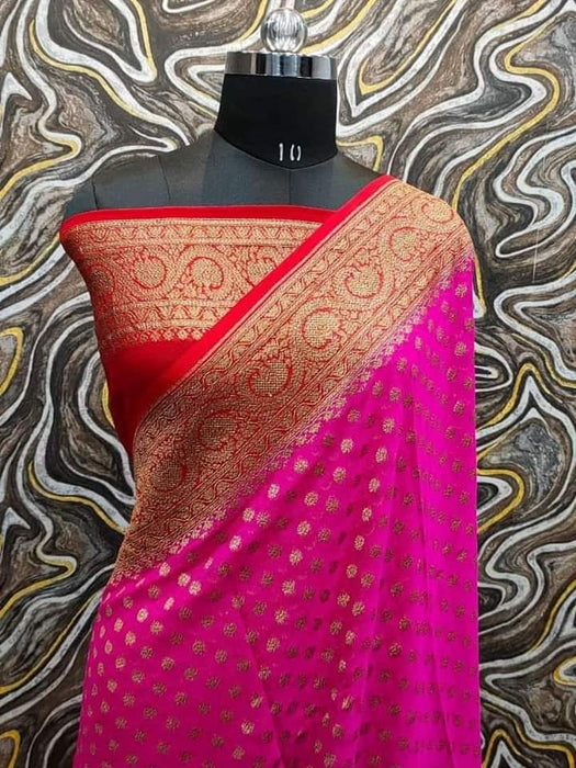 PURE BANARASI HANDLOOM KHADDI GEORGUTTE SAREE