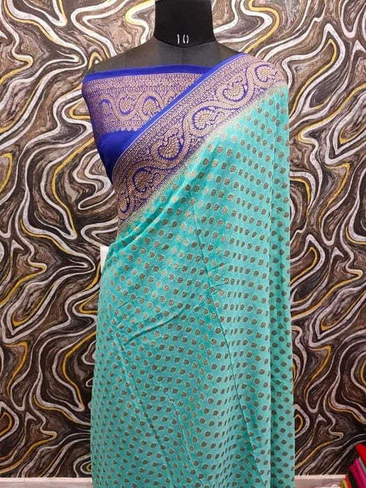 PURE BANARASI HANDLOOM KHADDI GEORGUTTE SAREE