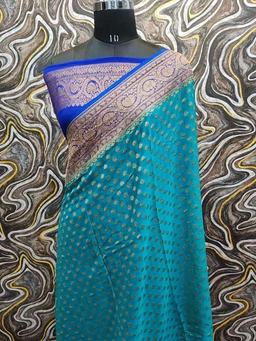 PURE BANARASI HANDLOOM KHADDI GEORGUTTE SAREE