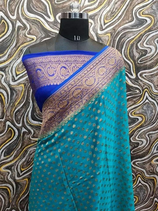 PURE BANARASI HANDLOOM KHADDI GEORGUTTE SAREE