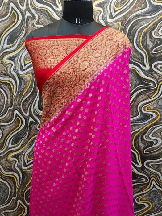 PURE BANARASI HANDLOOM KHADDI GEORGUTTE SAREE