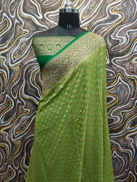 PURE BANARASI HANDLOOM KHADDI GEORGUTTE SAREE