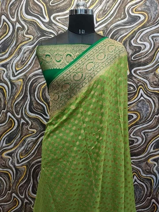 PURE BANARASI HANDLOOM KHADDI GEORGUTTE SAREE