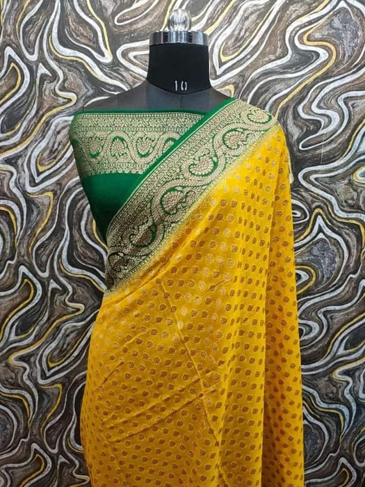 PURE BANARASI HANDLOOM KHADDI GEORGUTTE SAREE