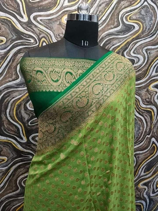 PURE BANARASI HANDLOOM KHADDI GEORGUTTE SAREE