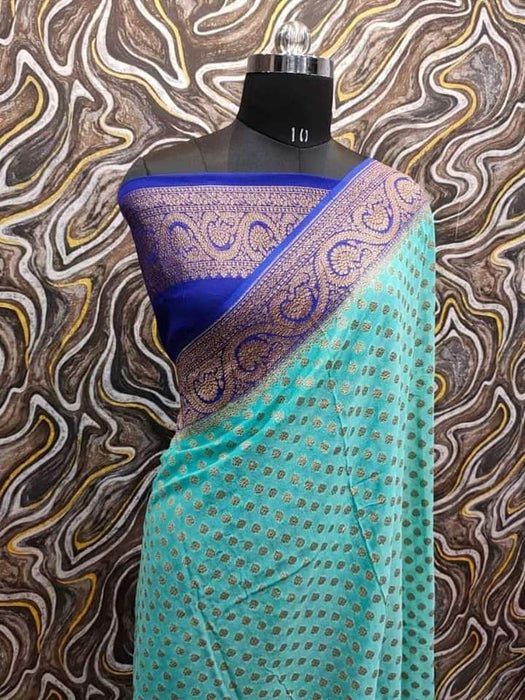 PURE BANARASI HANDLOOM KHADDI GEORGUTTE SAREE